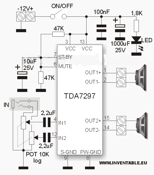 Усилитель мощьности звука на микросхеме TDA7297